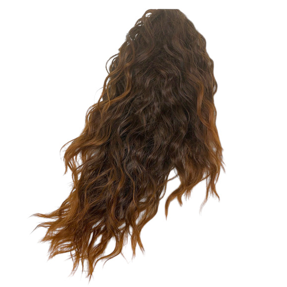 NEW Clip In Ponytail Synthetic Hair Extensions 14" Curly Brown Highlights 6H 1 2 - Picture 2 of 7